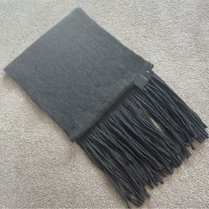 NWT Lucky Brand Solid Brushed Scarf with Fringe in Dark Gray